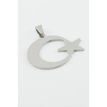 Ay - 998 - Yıldız Çelik Kolye Ucu 2,5 Cm - - Flzdgnkr - Gümüş Rengi