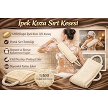 İpek Koza Sırt Kesesi, Doğal İpek Lifli Özel Dokuma, Çift Tutma İpli Ergonomik Tasarım, Hamam Ve Banyo Kullanımına Uygun, Derin Peeling İle Ölü Deriyi Arındıran, Cildi Pürüzsüzleştiren Vücut Kesesi
