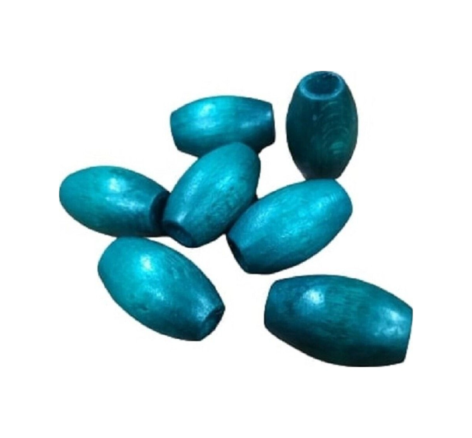 20 Mm Turkuaz Oval Ahşap Boncuk - 50 Adet