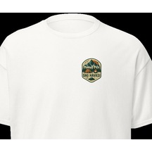 Wildstyle Dağ Havası Renkli Vintage Dağ Doğa Kamp Rozet Baskılı Unisex Bisiklet Yaka Pamuklu Tişört Beyaz