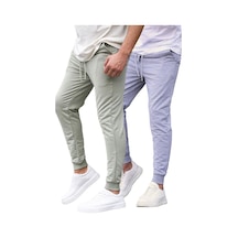 Madmext Çağla Yeşili/gri Paçası Lastikli 2'li Paket Erkek Eşofman Altı E7446 Çağla Yeşili/gri
