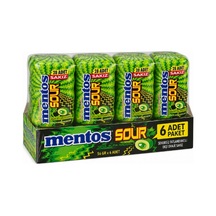 Mentos Sour Yeşil Elma Aromalı Şekersiz Tatlandırıcılı Ekşi Draje Sakız 56 Gr X 6 Adet-440