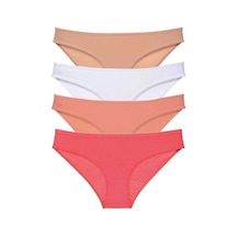 4 Adet Süper Eko Set Likralı Kadın Slip Külot Ten Beyaz Pudra Fuşya Beden: Xl Standart