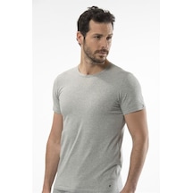 Cacharel 1305 O Yaka Kısa Kollu Erkek T-shirt - Gri Melanj Gri Melanj