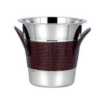 La Medore Brown Croco Leather Wıne Cooler 22, 5x22, 5x21 Cm