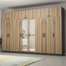 Minar Kale 8 Kapaklı 2 Aynalı 4 Ç Dolap Ve Yüklük Antrasit Dore 255cm Çok Renkli