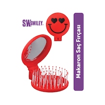 Beauty Makaron X Sw. Smiley Saç Fırçası - 3d Esnek, Aynalı, Çanta Boy - Compact Detangler Kırmızı