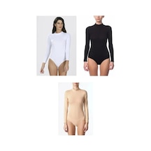 Nbb 2960 Kadın Uzun Kol Çok Renkli Çıtçıtlı Body 3 Adet 001