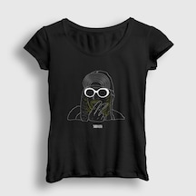 Presmono Kadın Neon Nirvana Kurt Cobain T-shirt Siyah