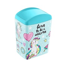 Soft Resimli Çöp Kutusu Döner Kapak 5 Lt Unicorn Çok Renkli