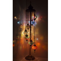 Dekoratif Mozaik Lambader 7li Köşe Lambası Renkli Desenli Osmanlı Lambası v4