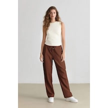DeFacto Jogger Pantolon Keten Görünümlü Cepli Yüksek Bel Düz Paça R0433AZ25SPBN519