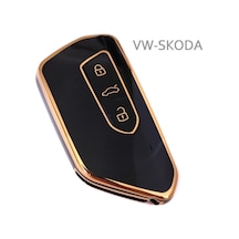 Golf 8 Kumanda Kılıfı Seat Skoda Siyah Gold Altın Renk