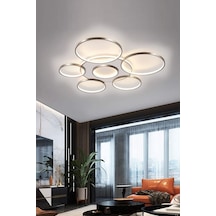 Ömür Avize Jüpiter Modern Gri Kasa 75 Cm Beyaz Ledli Plofonyer Ledli Avize Gri