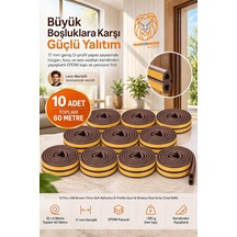 60m Kahverengi 17mm Geniş Kapı Pencere Bandı Kendinden Yapışkanlı D Profil İzolasyon Süngeri Kauçuk Fitil Hava
