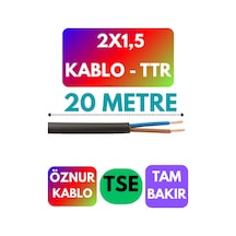 Öznur 2x1,5 Ttr Kablo Siyah Metre Seçenekli - 20 Metre