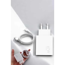 Şarj Aleti 67w Hızlı Şarj Turbo Type-c Uyumlu Şarj Adaptörü Kablosu Beyaz