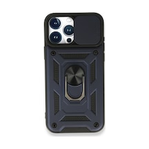 Apple iPhone Uyumlu 15 Pro  - Kılıf Pars Lens Yüzüklü Silikon  - Lacivert