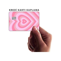 Pembe Kalp Kart Kaplama Sticker Standart