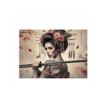 Kılıçlı Geisha Kadın Mdf Tablo
