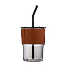 Fosenze İki Katlı Cam Kupa, Sıcak/soğuk İçecekler İçin, Toz Koruyucu Kapak Ve Cam Pipetli, 400 Ml