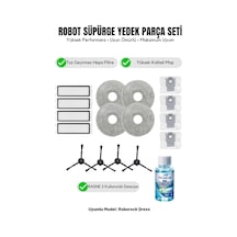 Roborock Qrevo İle Uyumlu 4 Siyah Yan Fırça 4 Filtre 4 Mop 1 Deterjan 4 Toz Torbası 6.0