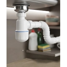 Lavabo Sifon Seti Esnek Borulu Koku Engelleyici Sızdırmaz Ve Kolay Montajlı Beyaz
