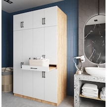 Modena Çamaşır Ve Kurutma Makinesi Dolabı Banyo Dolabı Çam Beyaz Çam Beyaz