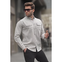 Madmext Taş Rengi Rahat Kalıp Gabardin Erkek Gömlek 6810 Taş