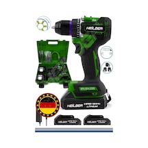 Böhrer Ba01013y Alman Max V998 15ahm Yeşil Bakır Sargılı Çift Batarya Akülü Vidalama Çelik Şanzıman Şarjlı Matkap