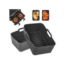 Ninja Foodi Dual Air Fryer Dz201 İçin Yeniden Kullanılabilir Silikon Kaplamalar, Yapışmaz 8 Quart Aksesuarlar Siyah Siyah