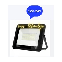 12v - 24v 100 Watt Siyah Slim Kasa 6500k Beyaz Işık Ip 65 Led Projektör