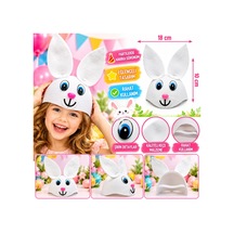Eğlenceli Tavşan Şapkası 18x10 Cm Beyaz Renk Parti Aksesuarı Çok Renkli