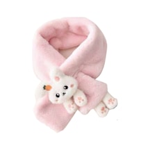 Pembe Tavsanli Yumusak Cocuk Kislik Atki Çocuk Atkı 0-8 Yas Açık Pembe