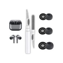 Samsung Galaxy Buds3 Pro / Buds4 Pro Uyumlu Üç Boyut Premium Silikon Kulaklık Uçları S,m,l Ve 3'ü 1 Arada Bluetooth Kulaklık Temizleme Kalemi Seti Siyah