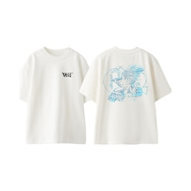 Thewert Corvıdaex Noneofus Tasarım Sırt Baskılı Pamuk Beyaz Oversize T-shirt