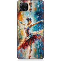 Samsung Galaxy A12 Uyumlu Soyut Balerin Desenli Silikon Kılıf