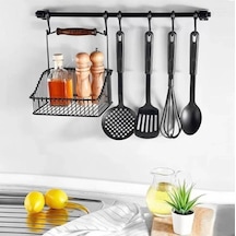 Luxe Retro Siyah Duvar Sepetli Askılık Çok Renkli