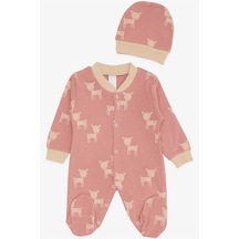 Breeze Kız Bebek Patikli Tulum Sevimli Ceylancık Desenli 0 3 Ay 6 Ay, Gülkurusu Gülkurusu