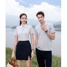 New Performance.arw50169.serintutan-antibakteriyel-yüksek Kalite.düğmeli Polo T.shirt Gri