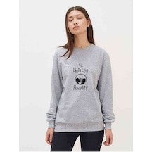 The Umbrella Academy Logo&Yazi Baskılı Gri Kadın Sweatshirt (534815375)
