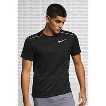 Nike Miler Dri Fit Running Tee Black Reflektörlü Koşu Antrenman Tişörtü Siyah Siyah