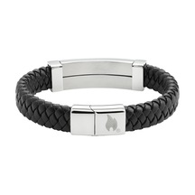 Zippo Braided Leather Long Bar Bracelet 20cm