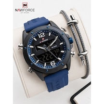Naviforce Silokon Kordon Dijital & Analoğ Mekanizma Bileklik Hediyeli 3 Atm Erkek Kol Saati Nf9264.2 Siyah