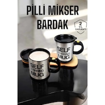 Mey İthalat Mikser Kupa Yazılı Mug Bardak Karıştırma Özelliği Gümüş