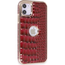 Apple Uyumlu iPhone 11 Snake Parçalı Snak Kılıf Bordo