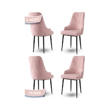 Canisa Trex Serisi 1.sınıf Babyface Kumaş Siyah Metal Ayak 4 Adet Pembe Sandalye Sandalye Pembe Ayaklar Siyah