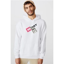 Mr Beast Dollar Bill Beyaz Erkek 3ip Kapşonlu Sweatshirt 001