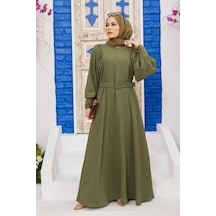 Neways 6583-Krep Elbise Haki