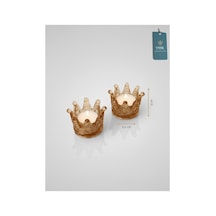 Chacha Home Luxury Royal Crown Mumluk Ve Tealight Mum Tutucu 1 Adet Turuncu